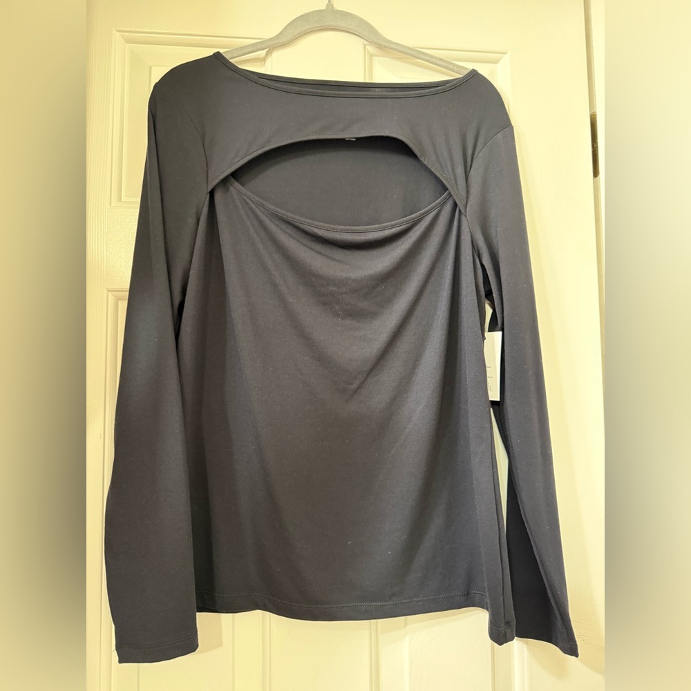 Nine West Black Long Sleeve Cutout Top *NWT